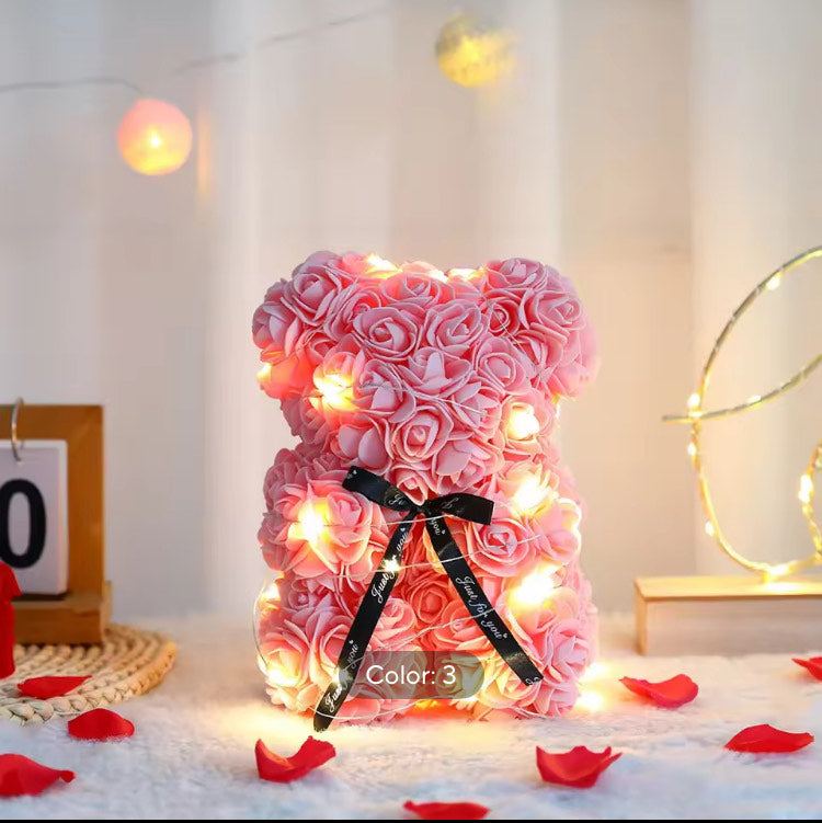 Rode Rozenbeer met LED-Verlichting – Romantisch Cadeau